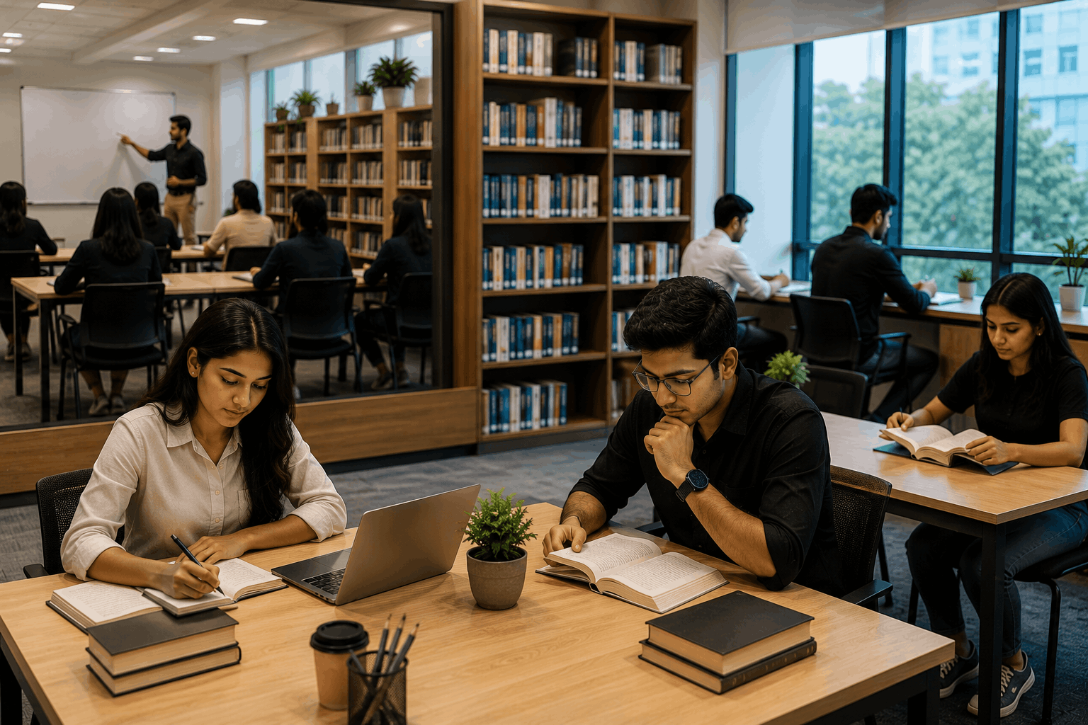 Library and self-study space at Aarsh Institute